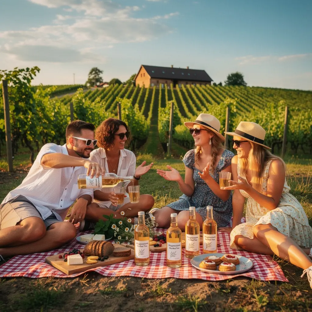 Šviežiai paruošta magnio žolelių arbata puodelyje