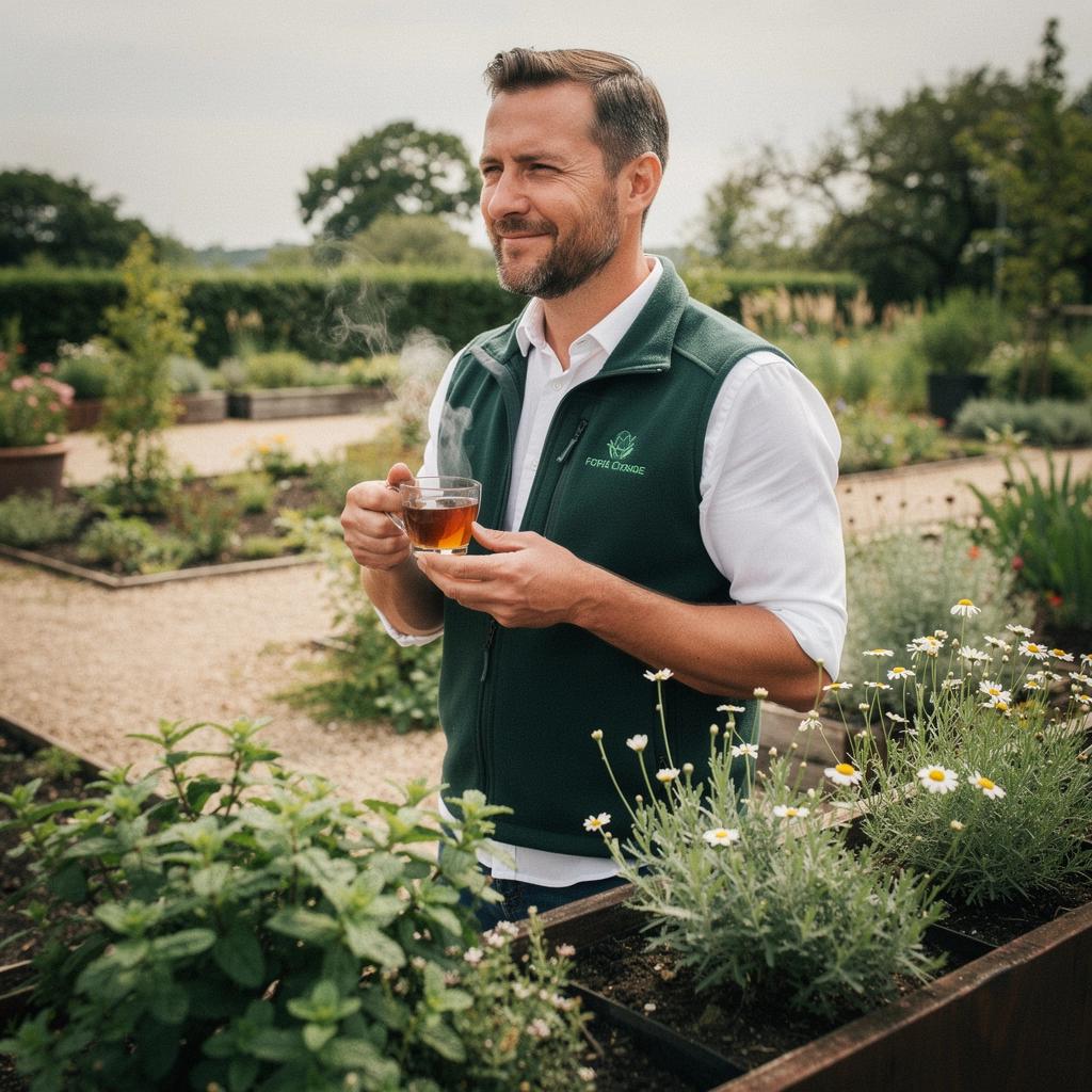 Magnio žolelių arbatos ingredientai, išdėstyti ant stalo